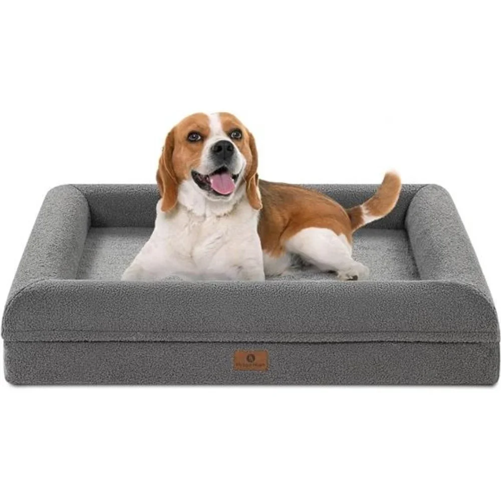 Large Dog Beds, Orthopedic Dog Bed with Bolster, Waterproof Lining Washable